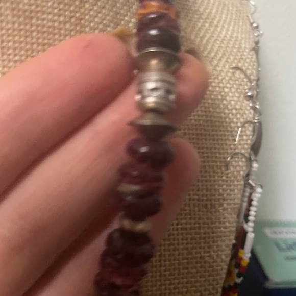 #2 Native American purple spiny oyster and sterling silver necklace - Picture 5 of 10